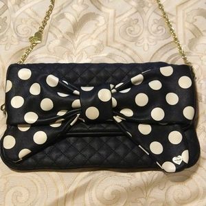 Betsey Johnson Black and White Polka Dot Bow Purse